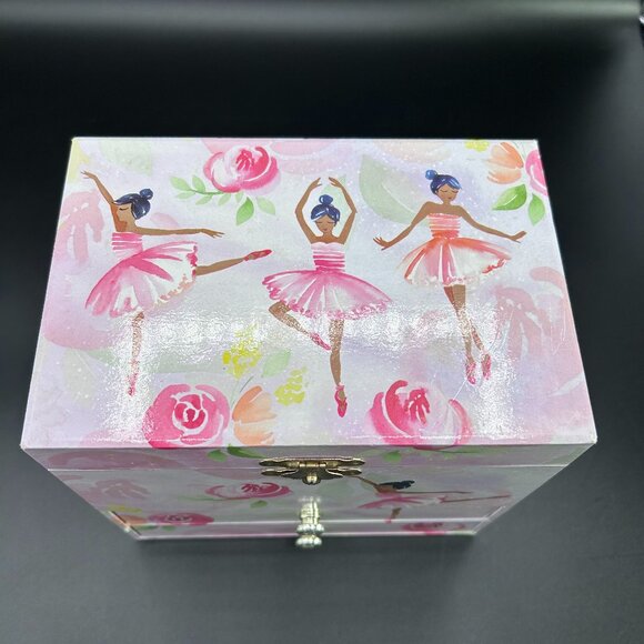 Jewel Keeper Ballerina and Roses Girls Musical Three Compartment Box Swan Lake - Picture 2 of 11